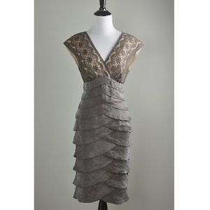 Adrianna Papell bronze tiered cocktail dress
